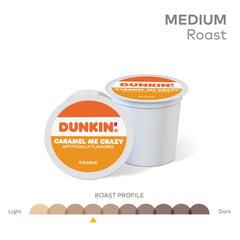 Brewed Dunkin' caramel coffee top view showing smooth crema and sip-friendly taste