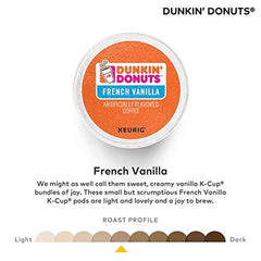 Dunkin' brewed cup of French Vanilla coffee showing creamy color and appealing aroma