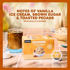 Dunkin' close-up of a single K-Cup pod showing pod design and freshness