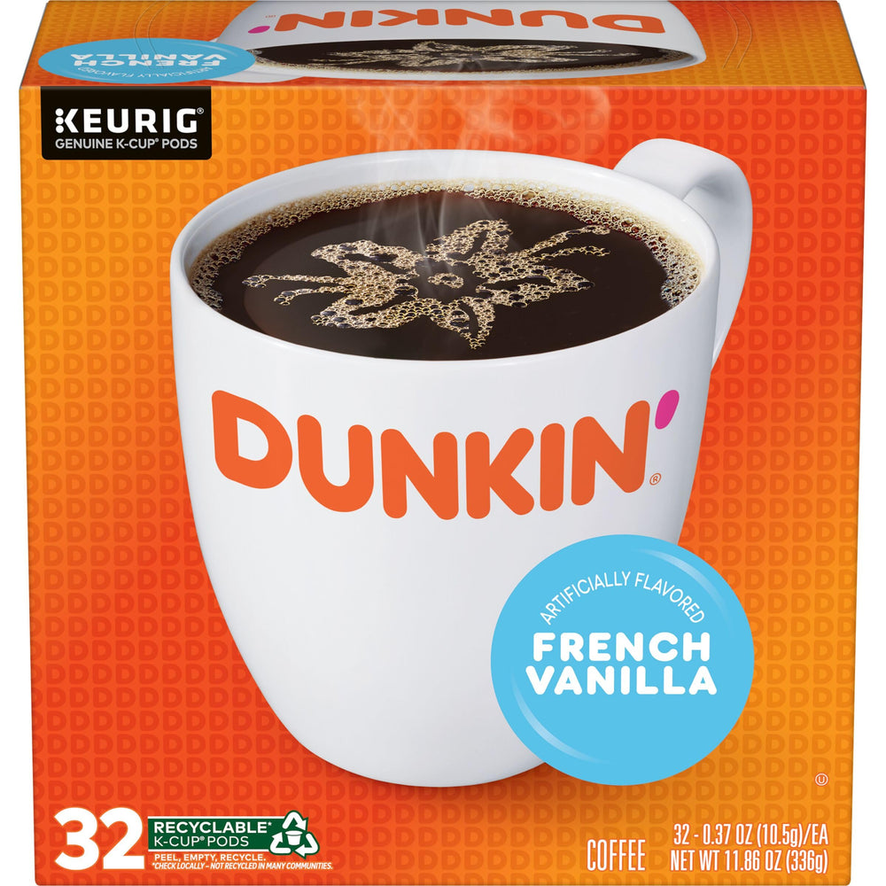 Dunkin' front packaging showing 32-count box and convenience