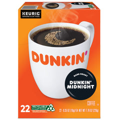 Dunkin' brewed cup in kitchen setting showing rich dark roast aroma