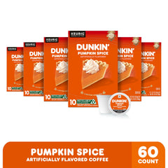 Dunkin' brewed pumpkin spice cup, top view showing crema and inviting warm aroma