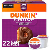 Dunkin' front packaging showing Turtle Love flavor and 22-count convenience