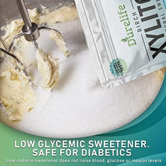 DureLife close-up of xylitol granules showing clean texture and easy dissolving