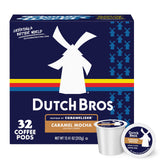 Dutch Bros front packaging showing caramel mocha pods, clear branding and convenience