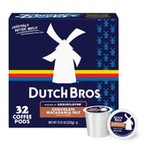 Dutch Bros front box showing Chocolate Macadamia Nut flavor and count for easy selection