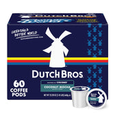 Dutch Bros front packaging showing coconut mocha flavor and box benefit