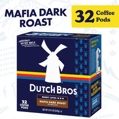 Close-up of a single Dutch Bros pod top highlighting foil seal and easy brewing benefit