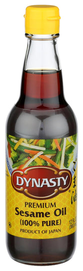 Dynasty sesame oil front label showcasing origin and premium quality