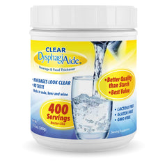 DYSPHAGIAIDE jar front view showing product branding and size for clear identification and shelf benefit