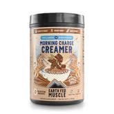 Earth Fed Muscle product front label showing Morning Charge Chocolate benefits
