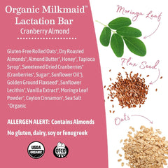 Earth Mama ingredients spread with oats, almonds, cranberries showing organic sourcing benefit