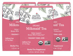 Earth Mama front packaging showing organic lactation tea for convenience