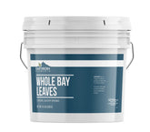 Earthborn Elements bucket front showing bulk bay leaves and resealable lid for freshness