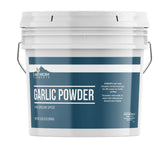 Earthborn Elements garlic powder bucket front view shows large resealable packaging and value