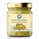 Eastern Feast front jar showing label and rich pistachio cream, inviting premium flavor