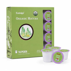 Eastsign front packaging showing 16-count pods and organic matcha convenience