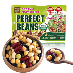 Eat More Beans front packaging showcasing organic, ready-to-eat convenience