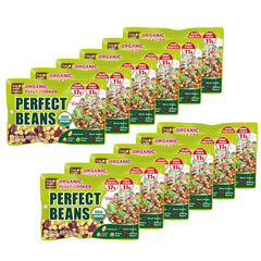 Eat More Beans pouch beside a hand illustrating compact 5 oz portable size