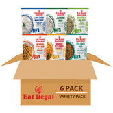 Eat Regal variety pack front view showing six 8.8 oz rice pouches and quick-serve benefit