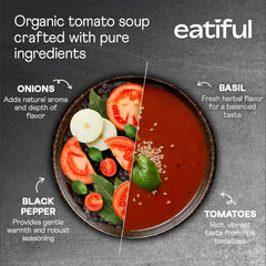 EATIFUL close-up of tomato and basil texture highlighting organic ingredients benefit