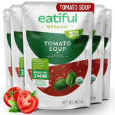 EATIFUL front packaging showing organic tomato soup ready-to-eat and convenient