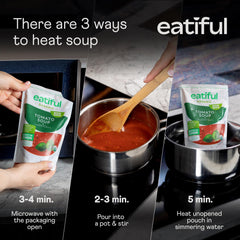 EATIFUL tomato soup served with grilled cheese for comforting pairing