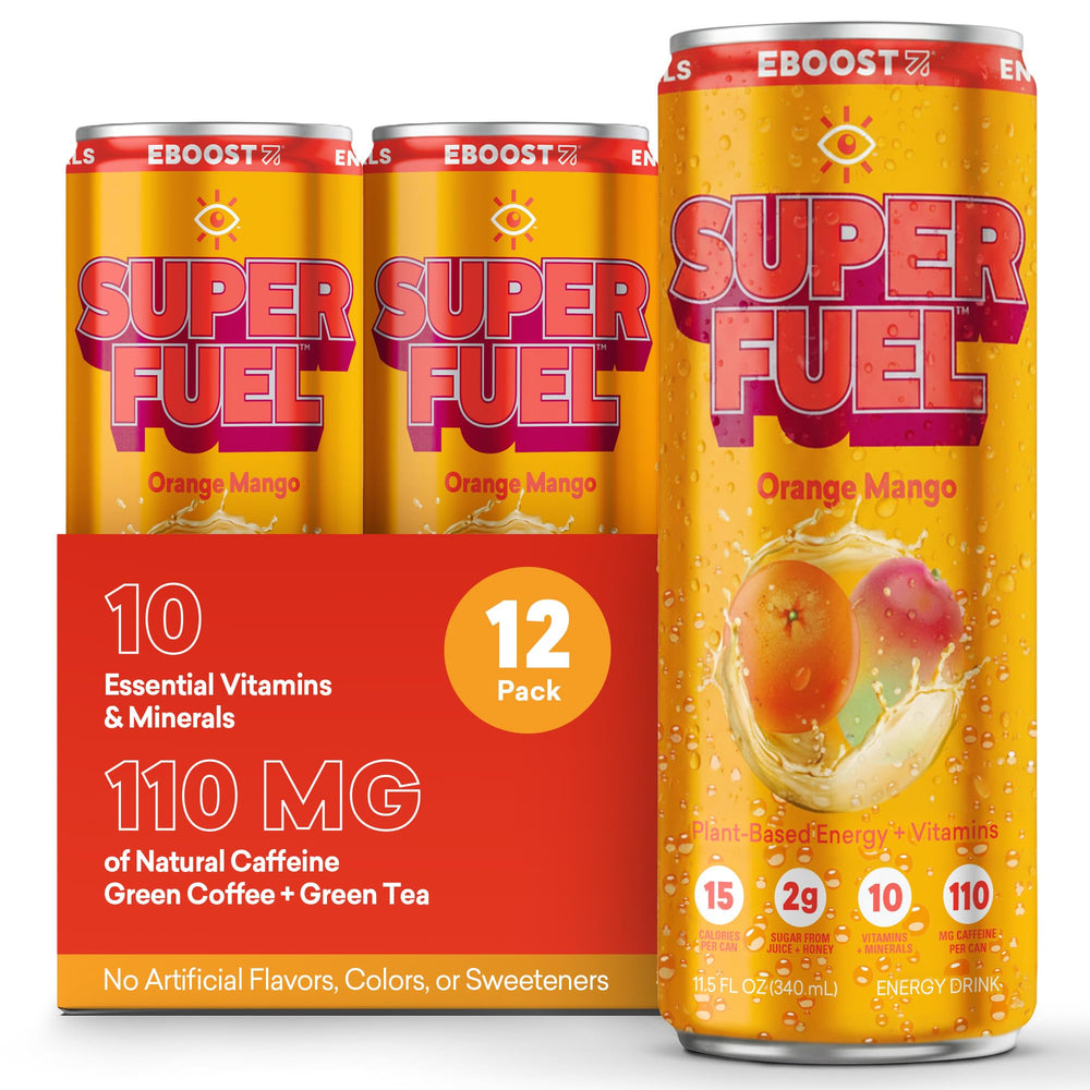 EBOOST front can showing orange mango label and benefits