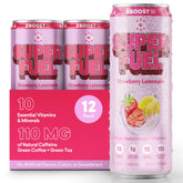 EBOOST can front view showing strawberry lemonade flavor and benefits