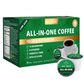 ECO-TASTE front packaging showing low-acid mushroom coffee benefits