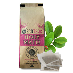 ECOTEAS front packaging showing Holy Mate bulk tea benefits