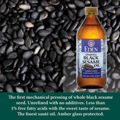 Eden Organic bottle label detail showing product name and purity