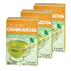 Eden Genmaicha front packaging shows organic label and product benefits