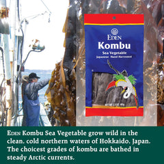 Eden kombu label close-up showing brand and product details for ingredient transparency
