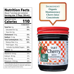 Eden Organic close-up of tart cherry syrup drip highlighting thick texture and flavor