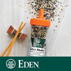 Eden Shake being sprinkled on rice bowl, Eden adds instant depth