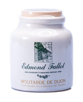 Edmond Fallot crock front view showing label and reusable stone pot, enhances presentation