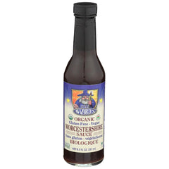 Edward & Sons bottle front label showing organic vegan Worcestershire benefit: clear branding