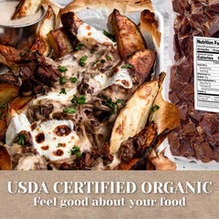 Edward & Sons label detail showing organic certification and ingredient transparency