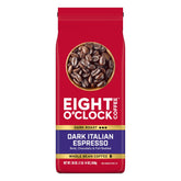 Eight O'Clock Coffee front packaging showing bold dark roast and freshness benefit