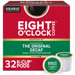 Eight O'Clock Coffee front packaging showing brand and decaf benefit