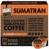 EKOCUPS front packaging of Sumatra 40ct showing bold label and eco messaging