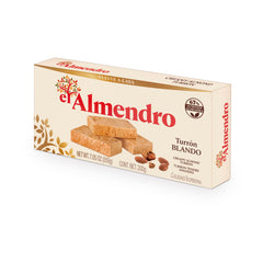 El Almendro jar front view showing label and size benefit of authentic turron