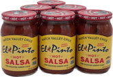El Pinto front packaging showing six 16 oz jars and clear glass preserving flavor