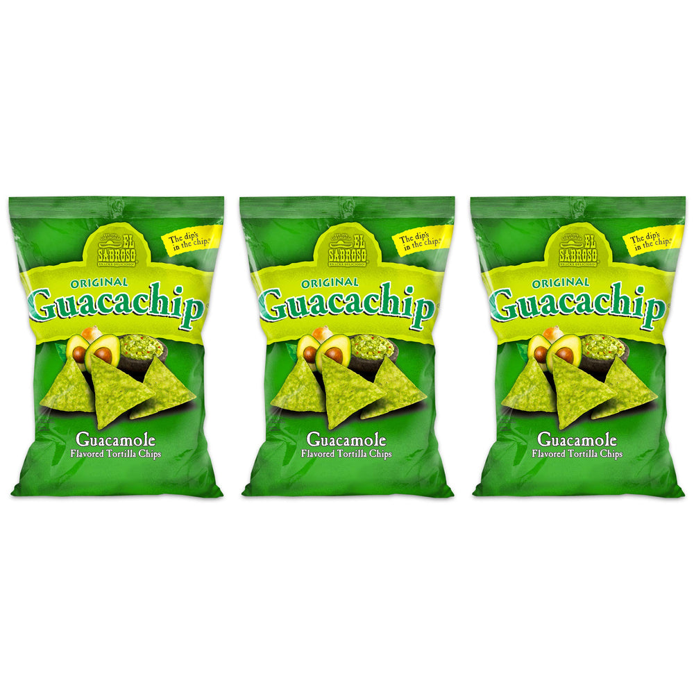 El Sabroso guacachip front pack showing guacamole flavor and ready-to-share crunch