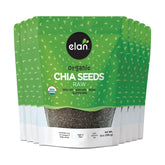 Elan front packaging showing organic chia seeds and certification benefits