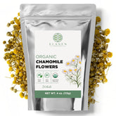 Elanen Naturals front packaging showing organic chamomile and label benefits