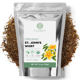 Elanen Naturals front packaging showing organic St. John’s Wort and freshness