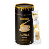 Elephant Park front packaging showing sealed 20-count honey spoons for convenience