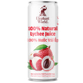 Elephant World front pack showing can design and natural-lychee appeal
